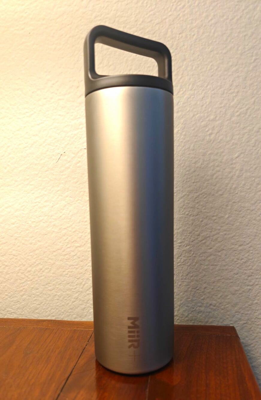 MiiR Wide Mouth 20 oz Stainless Steel Water Bottle Silver/Black Screw-On Lid